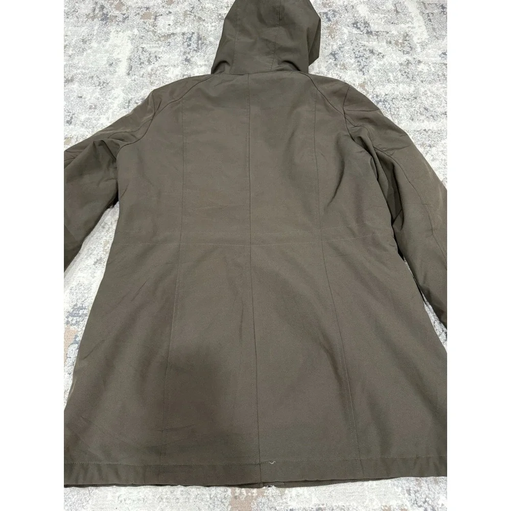 Calvin Klein Brown Hooded Faux Fur Lines Raincoat Anorak Jacket Coat‎ Large